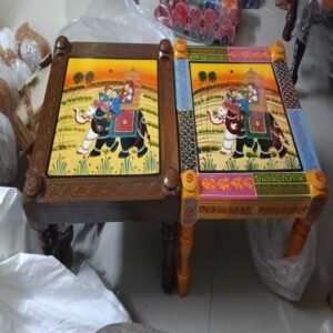 Wooden stool rajasthani painting